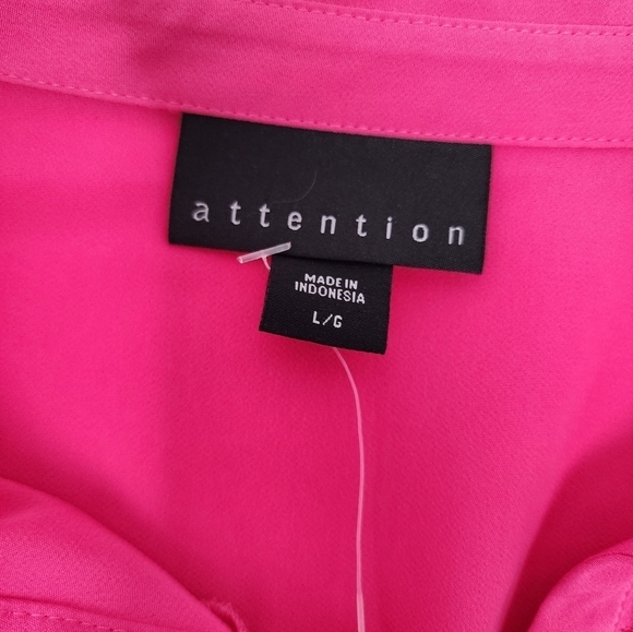 Attention Women's Hot Pink Lightweight Elastic Waist Dress‎ Size Large - Picture 6 of 15